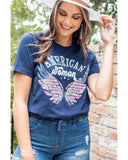 Darrahopens Women's Fashion > Tops & T-shirts Azura Exchange American Woman Eagle Wing Flag Graphic Tee - XL