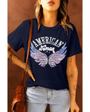 Darrahopens Women's Fashion > Tops & T-shirts Azura Exchange American Woman Eagle Wing Flag Graphic Tee - XL