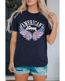 Darrahopens Women's Fashion > Tops & T-shirts Azura Exchange American Woman Eagle Wing Flag Graphic Tee - XL