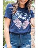 Darrahopens Women's Fashion > Tops & T-shirts Azura Exchange American Woman Eagle Wing Flag Graphic Tee - XL