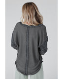 Darrahopens Women's Fashion > Tops & T-shirts Azura Exchange Contrast Patched Exposed Seam Henley Top - M