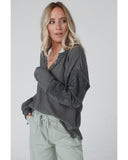 Darrahopens Women's Fashion > Tops & T-shirts Azura Exchange Contrast Patched Exposed Seam Henley Top - M