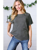 Darrahopens Women's Fashion > Tops & T-shirts Azura Exchange Exposed Seam Crewneck Raglan Sleeve T-Shirt - M