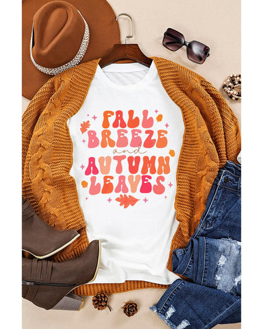 Darrahopens Women's Fashion > Tops & T-shirts Azura Exchange Graphic Tee with Fall Breeze and Autumn Leaves Design - M