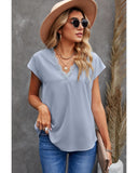 Darrahopens Women's Fashion > Tops & T-shirts Azura Exchange Lace Trim V Neck T-shirt - XL