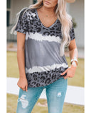 Darrahopens Women's Fashion > Tops & T-shirts Azura Exchange Leopard Patchwork Short Sleeve Top - XL
