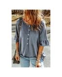 Darrahopens Women's Fashion > Tops & T-shirts Azura Exchange Loose Fit Ruffled T-Shirt with Half Sleeves - L