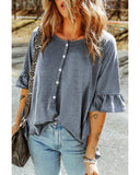 Darrahopens Women's Fashion > Tops & T-shirts Azura Exchange Loose Fit Ruffled T-Shirt with Half Sleeves - M