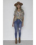 Darrahopens Women's Fashion > Tops & T-shirts Azura Exchange Multicolor Split V Neck Flower Print Blouse - S