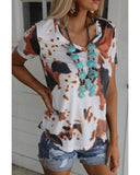 Darrahopens Women's Fashion > Tops & T-shirts Azura Exchange Pattern Print V Neck T-Shirt - M