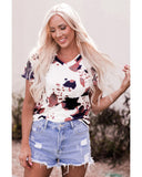 Darrahopens Women's Fashion > Tops & T-shirts Azura Exchange Pattern Print V Neck T-Shirt - XL