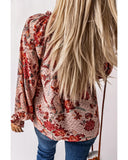 Darrahopens Women's Fashion > Tops & T-shirts Azura Exchange Printed Split V Neck Blouse - S