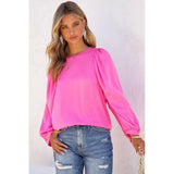 Darrahopens Women's Fashion > Tops & T-shirts Azura Exchange Puff Sleeve Crewneck Blouse - 2XL