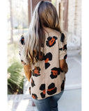 Darrahopens Women's Fashion > Tops & T-shirts Azura Exchange Ruched Short Sleeve Leopard Print Blouse - S