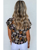 Darrahopens Women's Fashion > Tops & T-shirts Azura Exchange Ruffle Drawstring V Neck Blouse - S