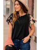 Darrahopens Women's Fashion > Tops & T-shirts Azura Exchange Tiered Floral Short Sleeve T-Shirt - M