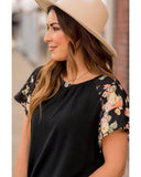 Darrahopens Women's Fashion > Tops & T-shirts Azura Exchange Tiered Floral Short Sleeve T-Shirt - XL