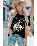 Darrahopens Women's Fashion > Tops & T-shirts Azura Exchange Western Cowboy Graphic Print Crewneck T-Shirt - 2XL