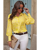 Darrahopens Women's Fashion > Tops & T-shirts Azura Exchange Zebra Stripes Print Lantern Sleeve Shirt - L