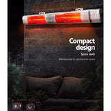 Dimensions and specifications of Devanti 3000W Infrared Strip Heater (95cm × 8cm × 11cm)