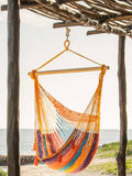 Mayan Legacy Extra Large Outdoor Cotton Mexican Hammock Chair in Alegra Colour