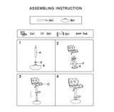 2X Black Bar Stools Faux Leather Mid High Back Adjustable Crome Base Gas Lift Swivel Chairs