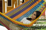 Mayan Legacy Queen Size Outdoor Cotton Mexican Hammock in Confeti Colour