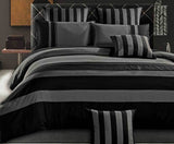 Luxton King Size Grey Black Sriped Quilt Cover Set(3PCS)
