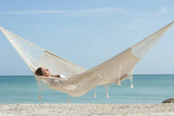 Mayan Legacy King Size Deluxe Outdoor Cotton Mexican Hammock in Cream Colour