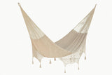 Mayan Legacy King Size Deluxe Outdoor Cotton Mexican Hammock in Cream Colour