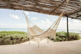 Mayan Legacy King Size Deluxe Outdoor Cotton Mexican Hammock in Cream Colour